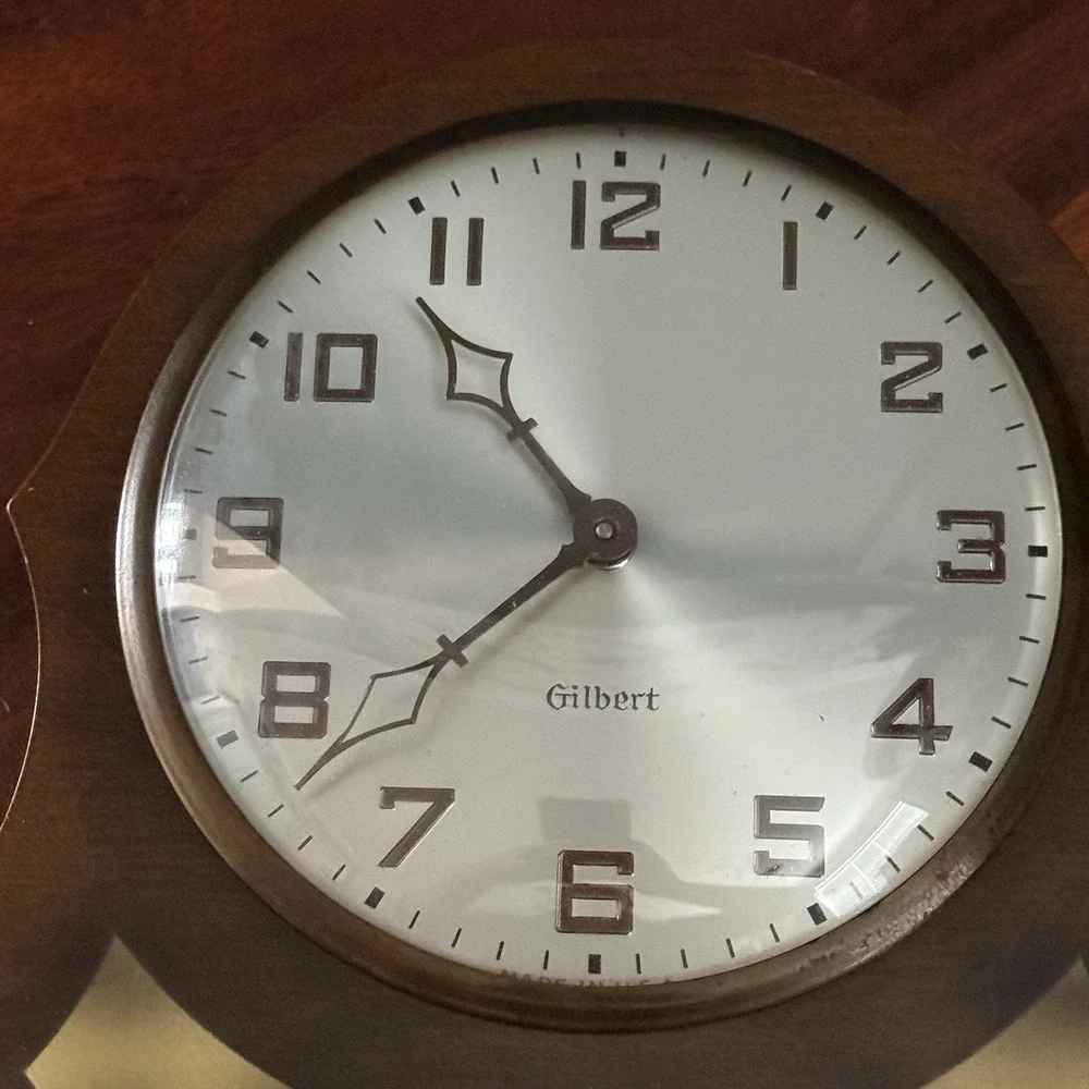 Gilbert Tambour Wooden Mantel Clock Vintage Wind Up Working but Needs Service